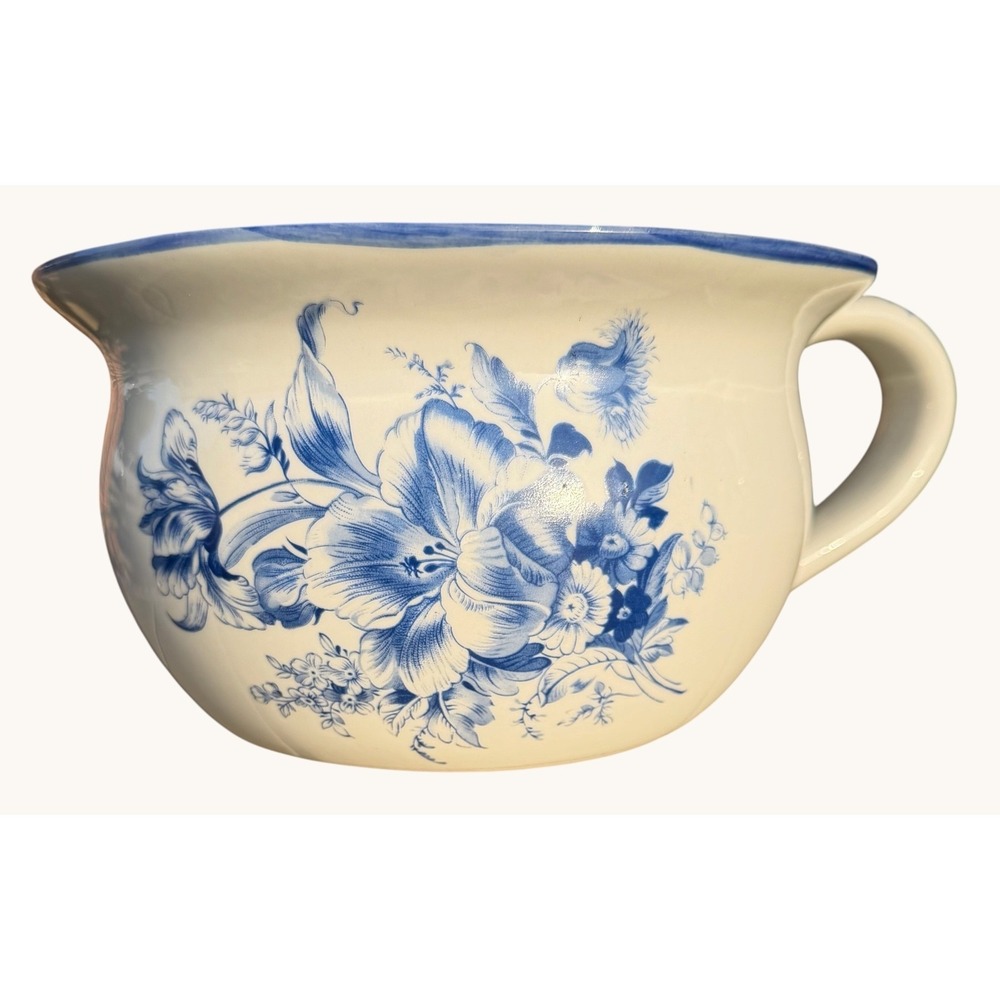 Vintage Delfts Handmade Chamber Pot Blue White Floral Ceramic Holland Planter